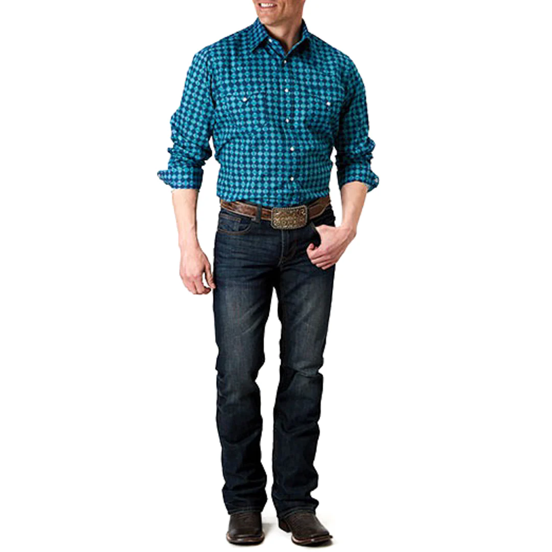 Roper Men's Pattern Snap Shirt In Blue