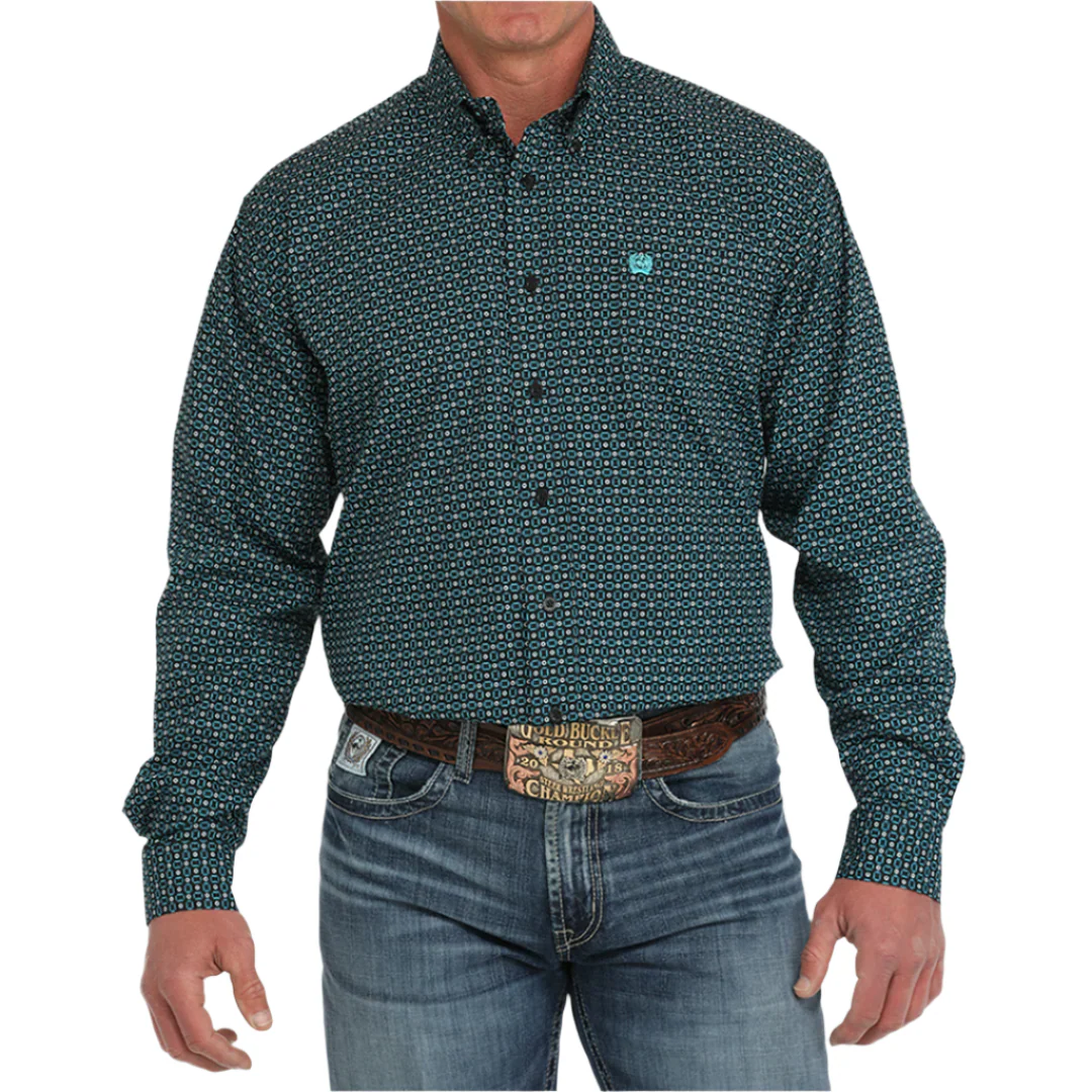 Cinch Men' Geometric Print Long Sleeve Button Shirt