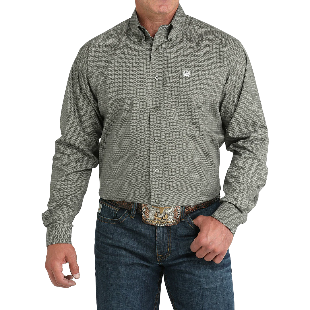 Cinch Men's Geometric Print Long Sleeve Button-Down Shirt