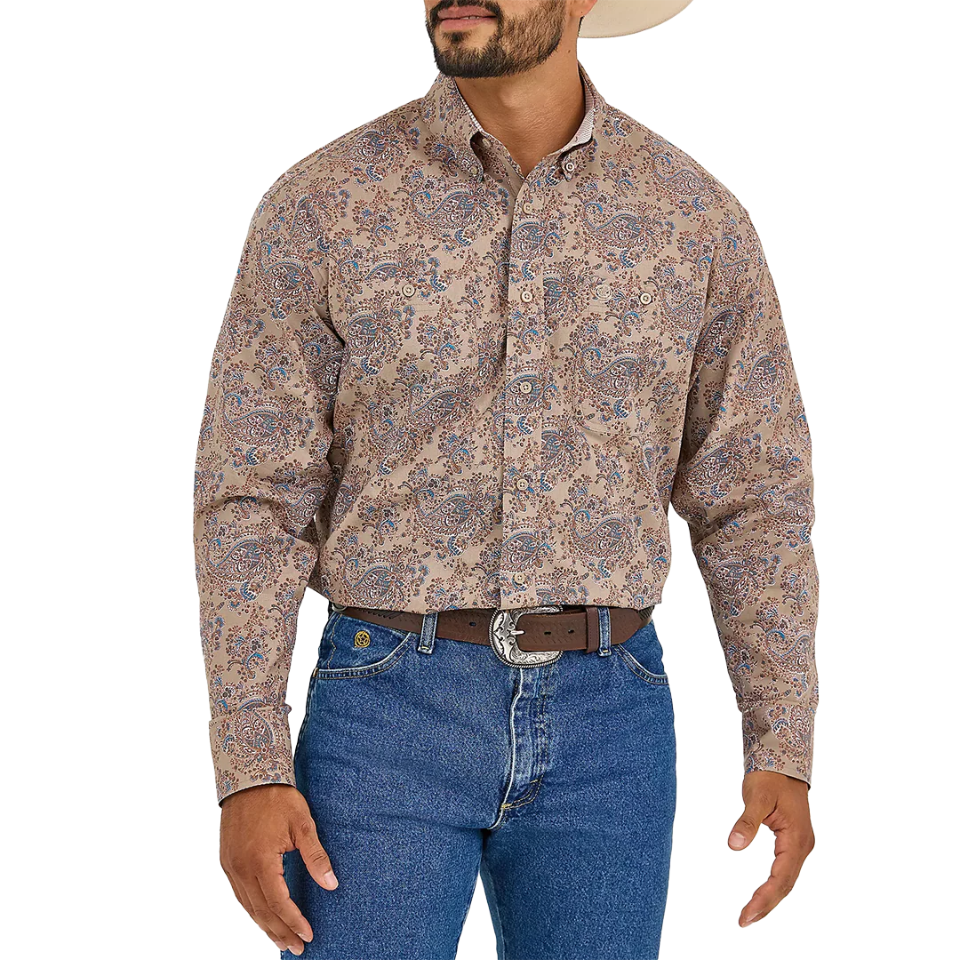 Wrangler Men's George Strait Paisley Print Long Sleeve Button Shirt