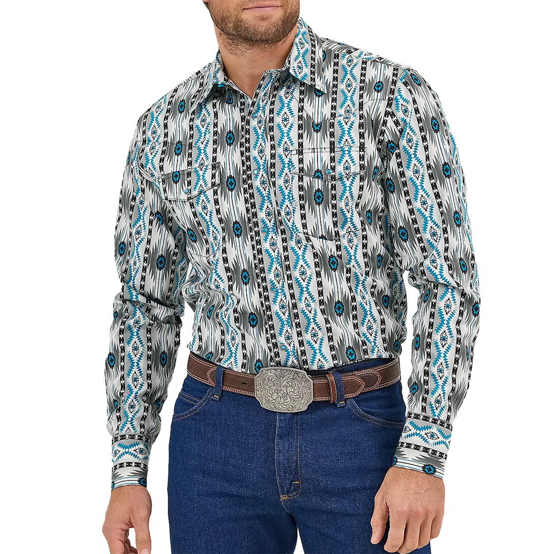 Wrangler Men's Checotah Aztec Long Sleeve Snap Shirt