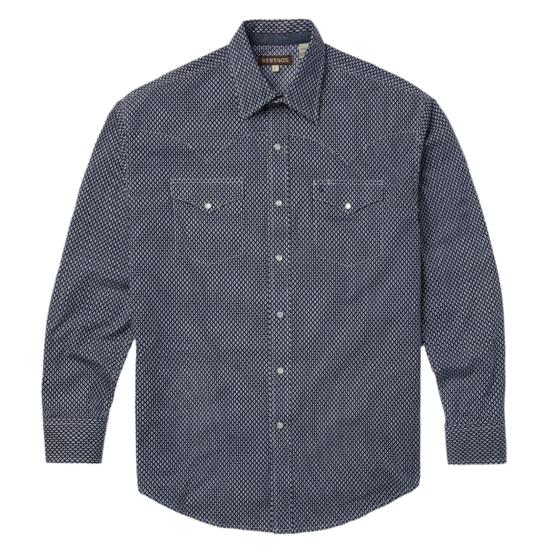 Stetson Men's Diamond Print Long Sleeve Snap Shirt