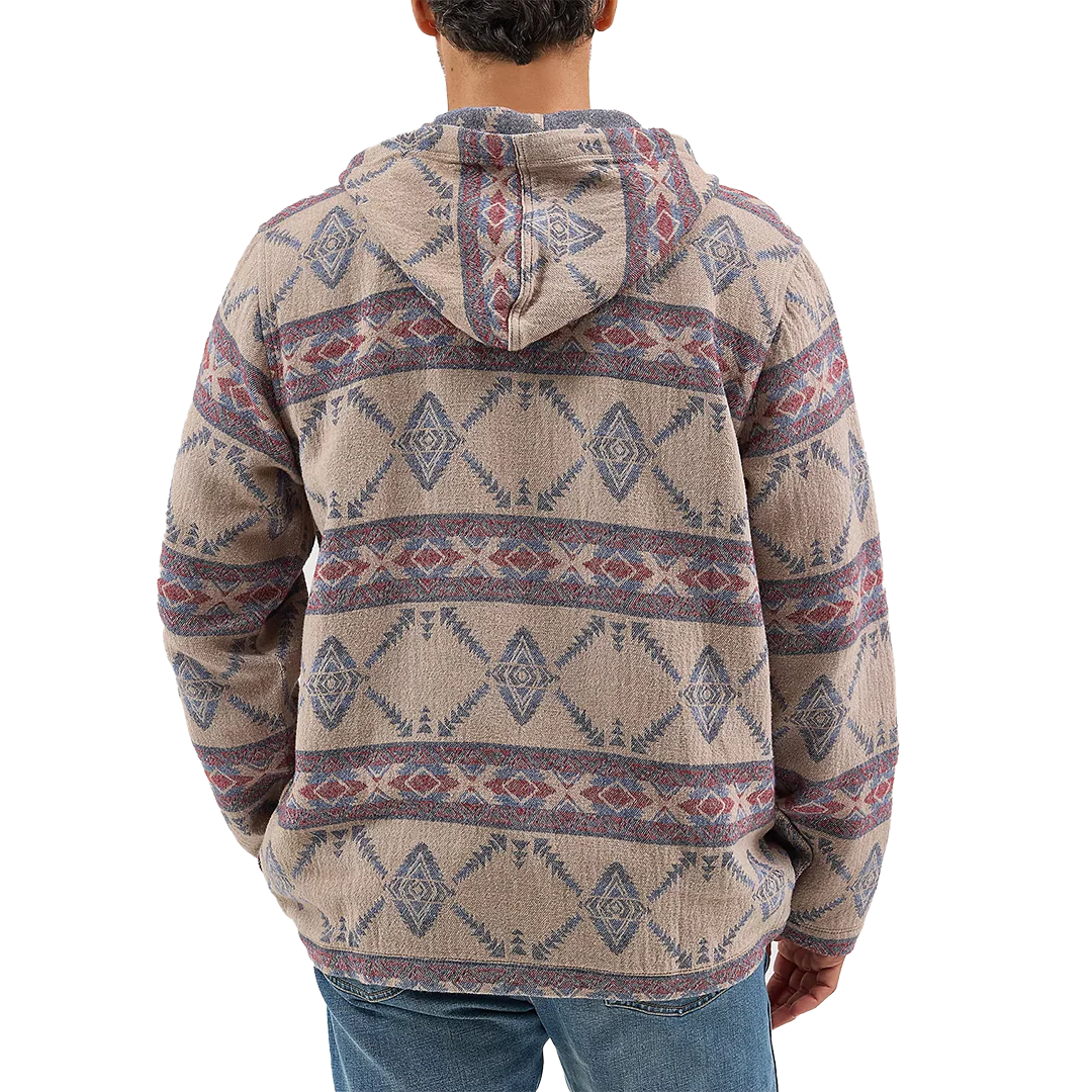 Wrangler Men's Jacquard Quarter Zip Hooded Popover Jacket