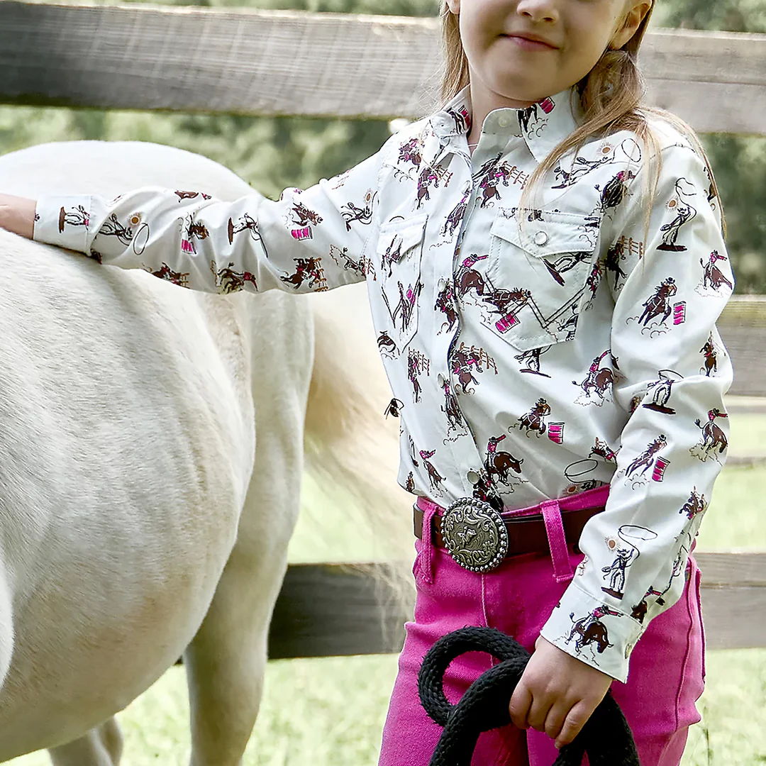 Wrangler Girls' Bold Print Western Snap Shirt