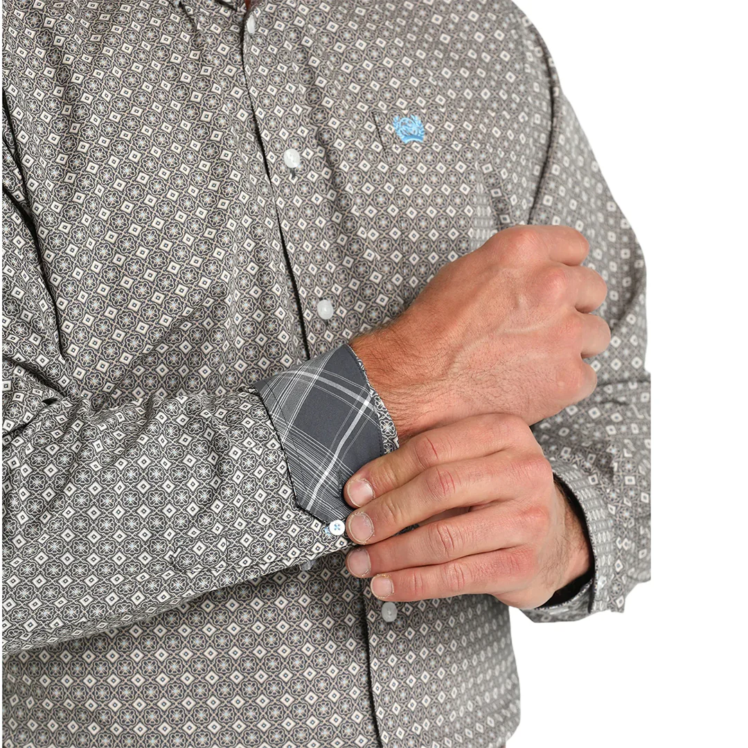 Cinch Men's Geometric Print Long Sleeve Button Down Shirt