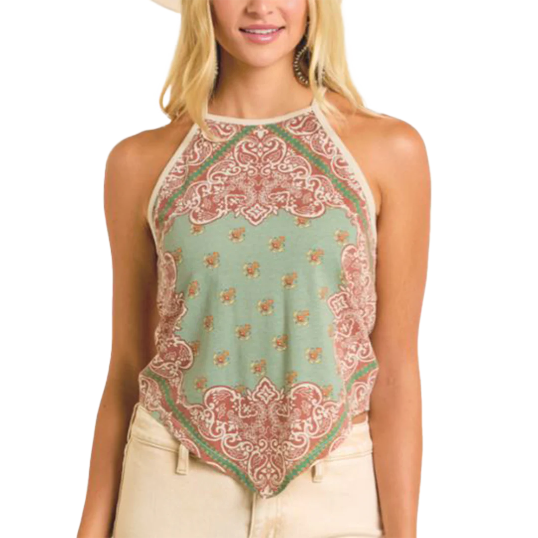 Rock & Roll Denim Women's Scarf Print Tank