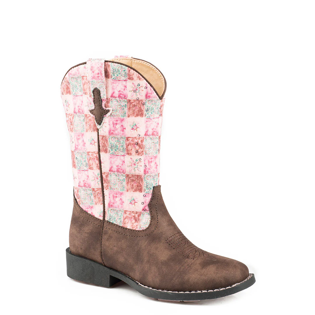 Roper Girls' Floral Shine Square Toe Cowgirl Boots