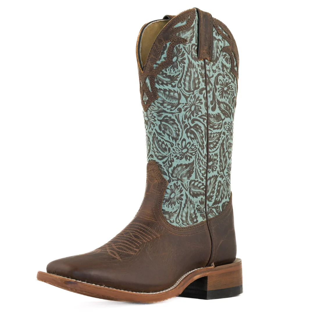 Boulet Women's Square Toe Cowgirl Boots in Turquoise