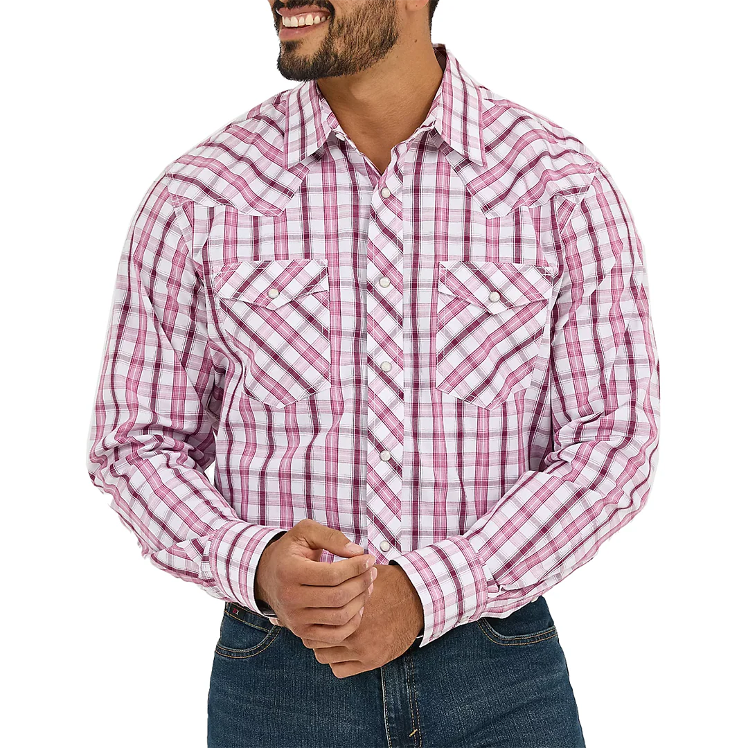 Wrangler Men's 20X Competition Advanced Comfort Plaid Long Sleeve Snap Shirt