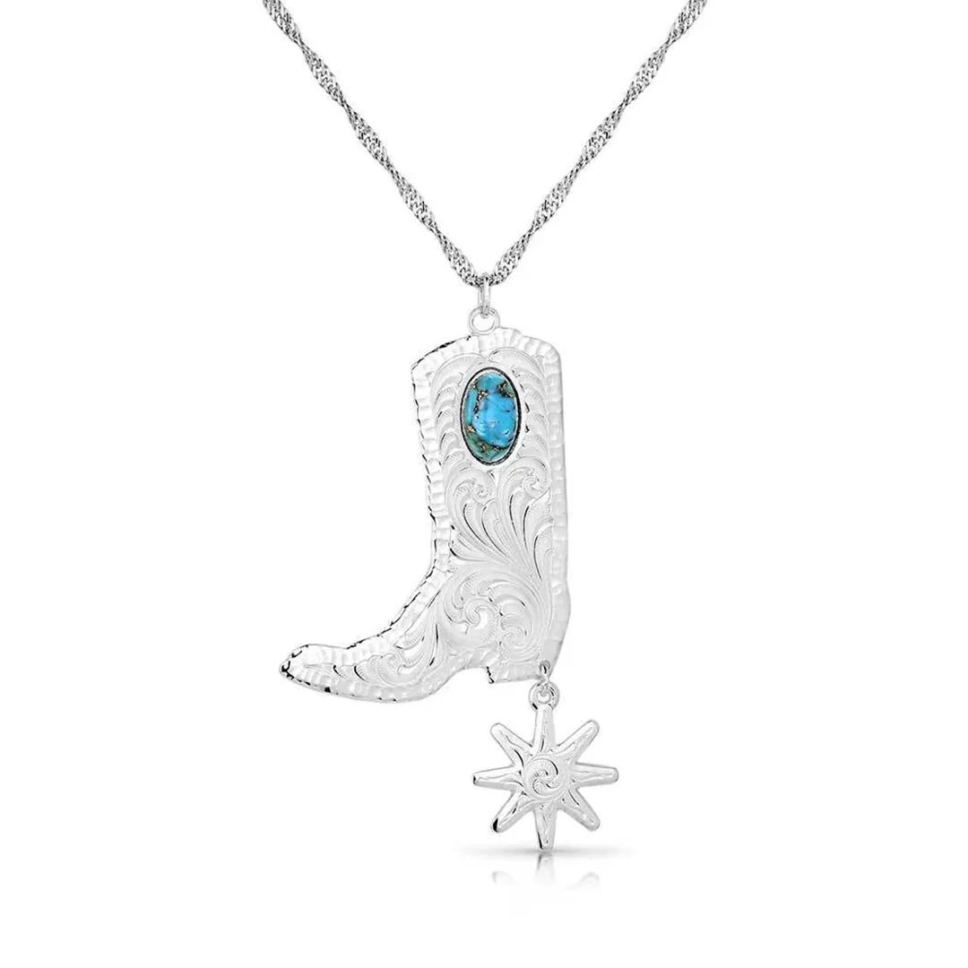 Montana Silversmiths Chiseled Boots & Spurs Turquoise Necklace