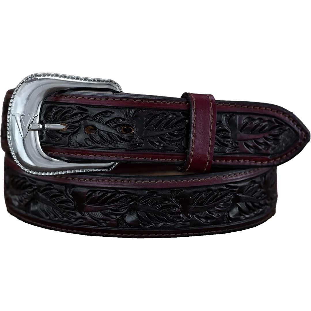 Vogt Silversmiths Men's Over Under Leaf Tooled Belt