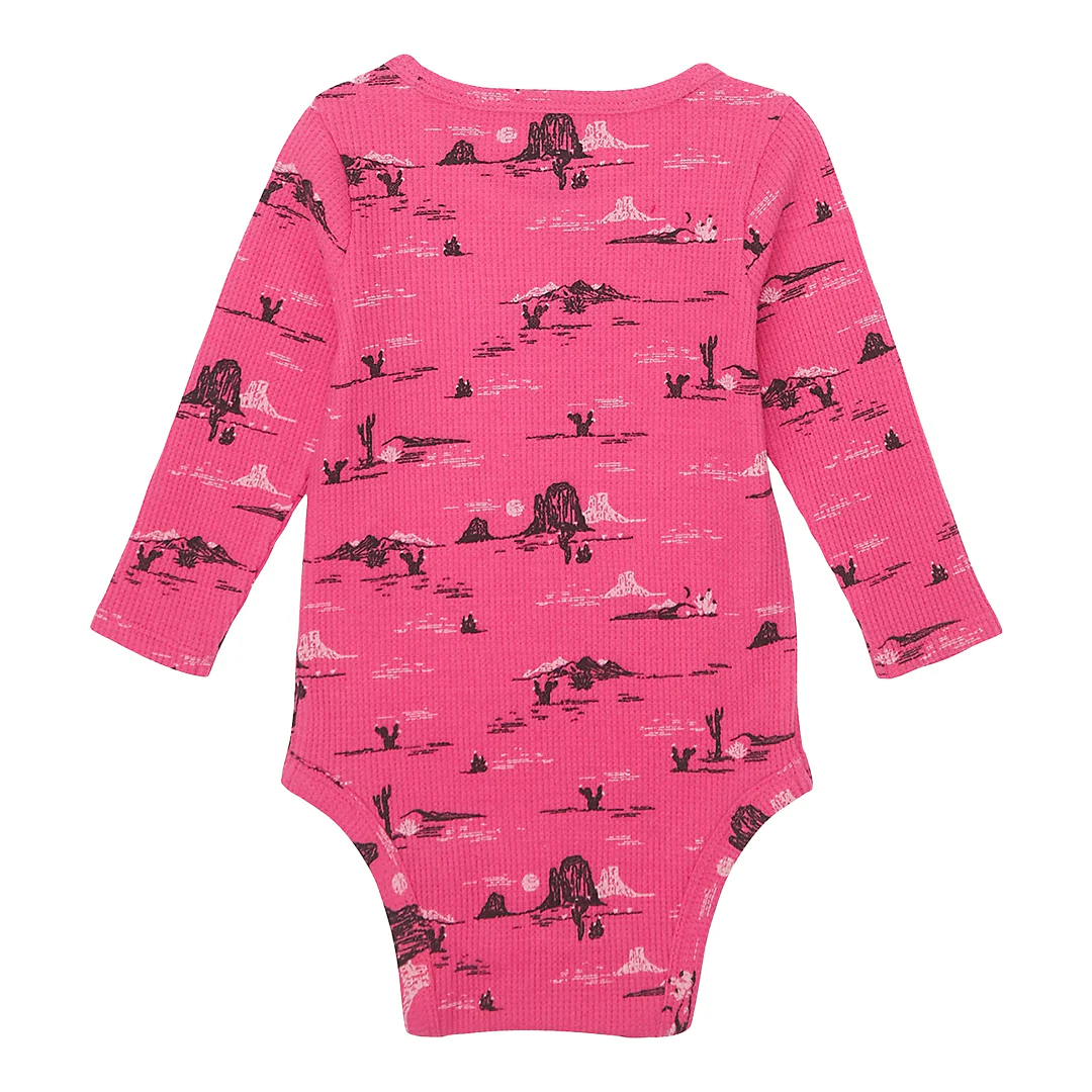 Wrangler Baby Girls' Logo Waffle Textured Bodysuit