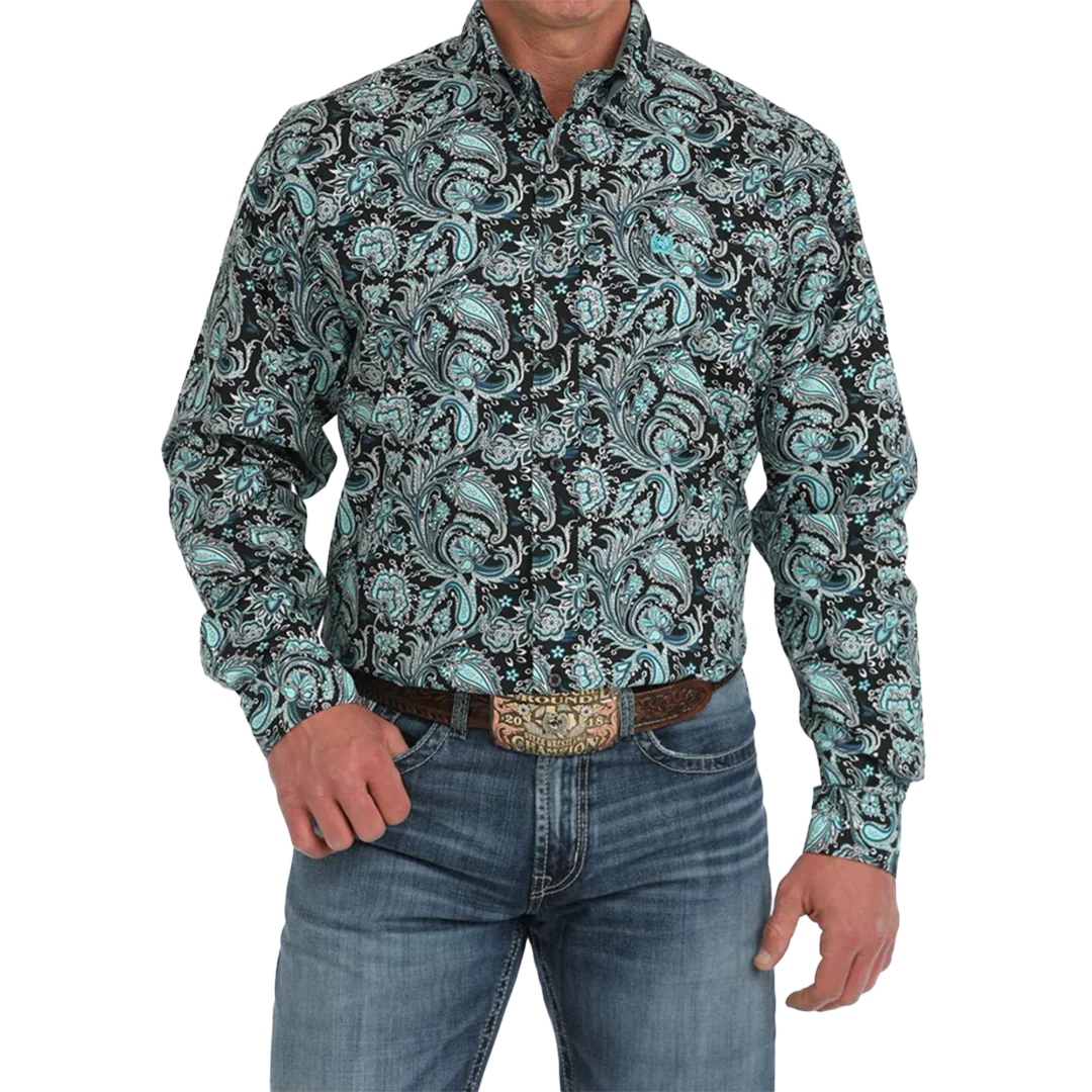 Cinch Men' Paisley Long Sleeve Button Shirt