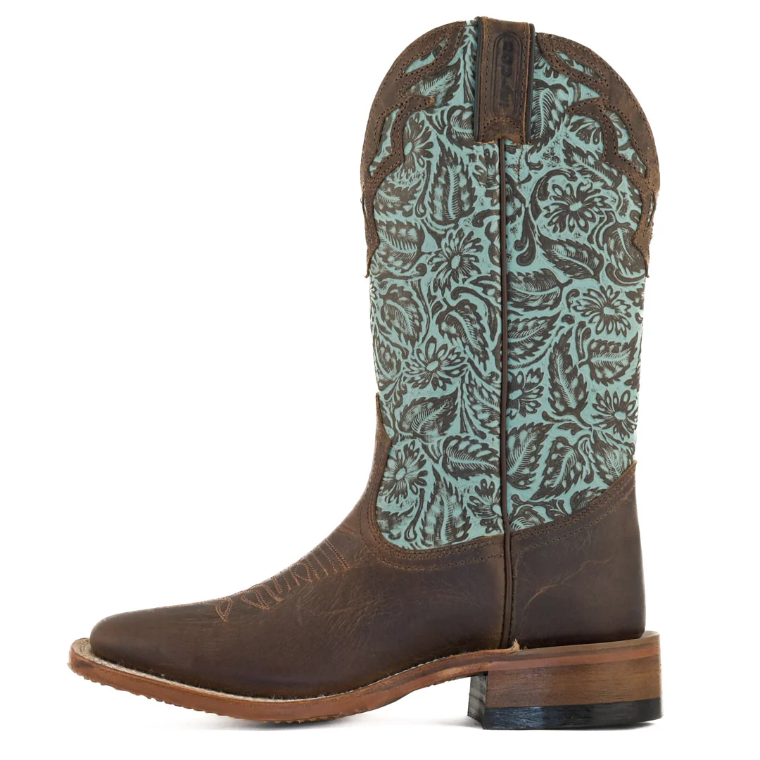 Boulet Women's Square Toe Cowgirl Boots in Turquoise
