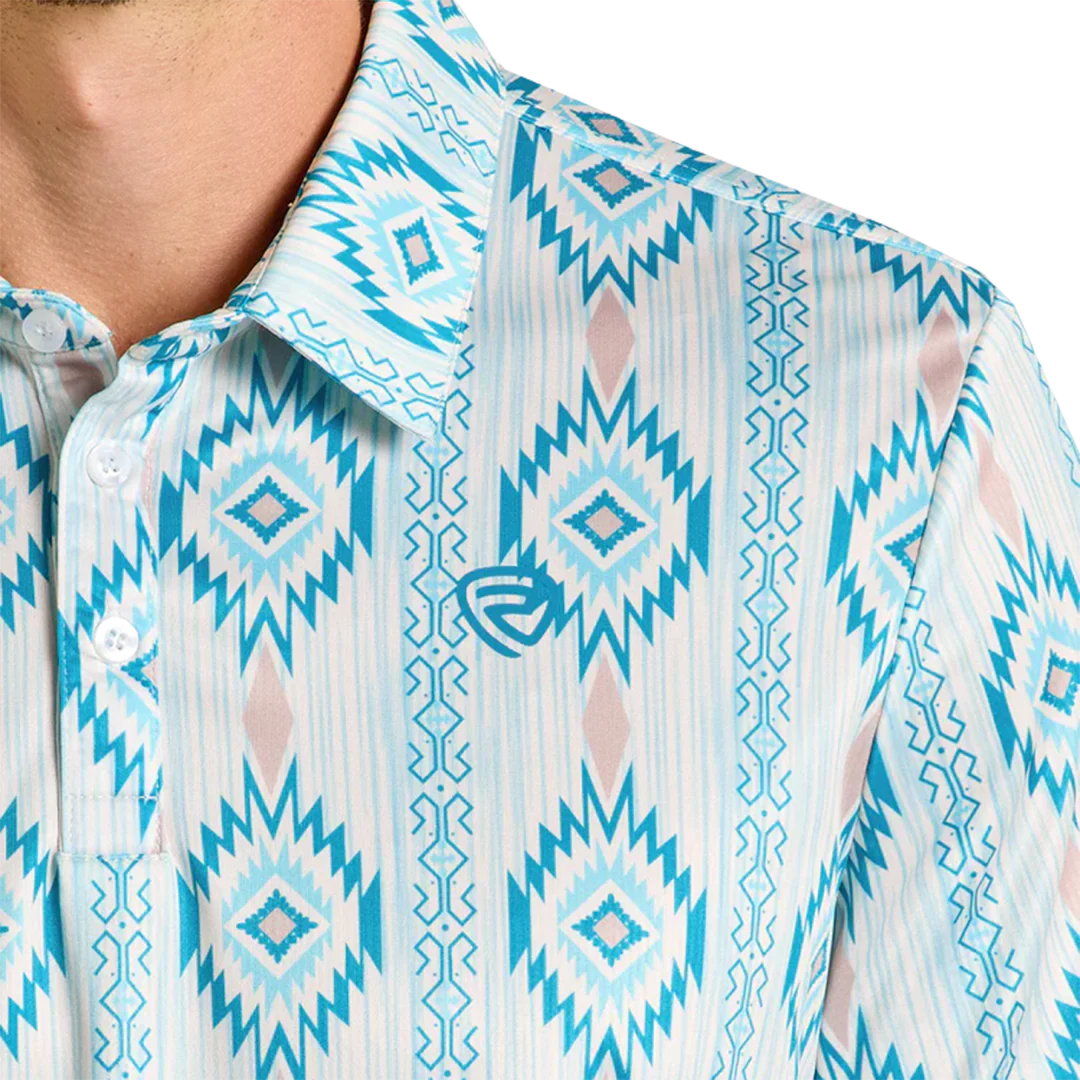 Rock & Roll Denim Men's Caribbean Aztec Printed Polo