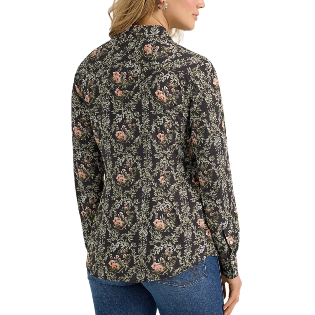 Wrangler Women's Floral Slim Western Long Sleeve Snap Shirt