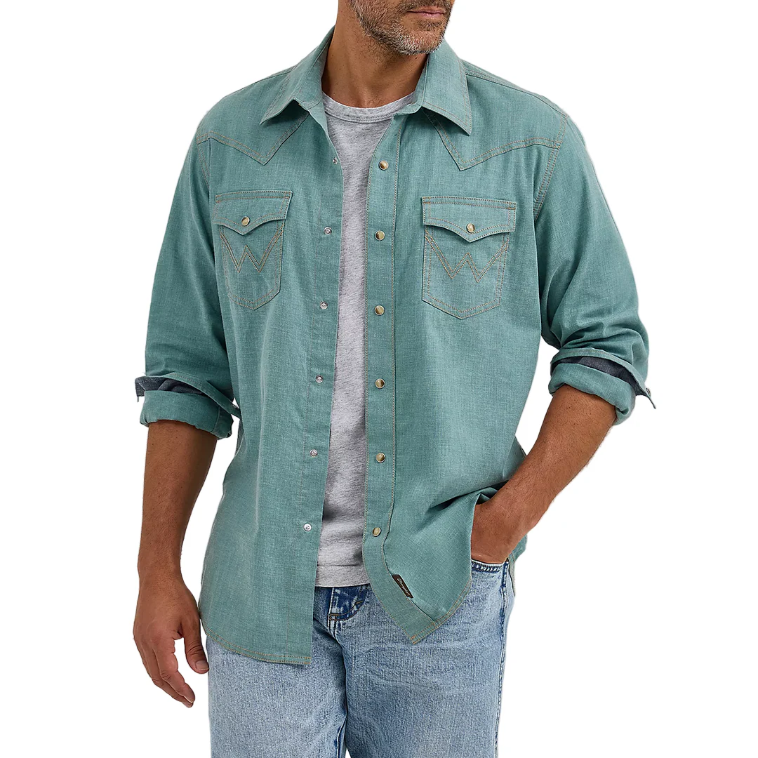 Wrangler Men's Retro Premium Western Long Sleeve Snap Shirt