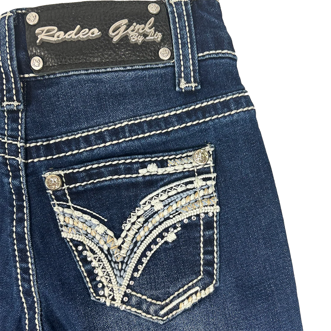 Rodeo Girl Girls' V Stitch Embroidery Bootcut Jeans