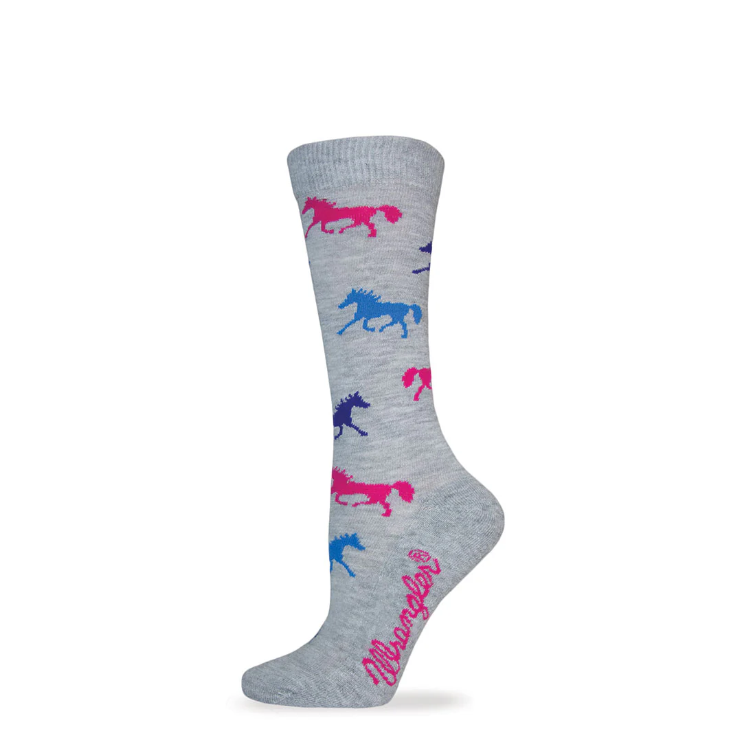 Wrangler Horse Print Womens Crew Sock