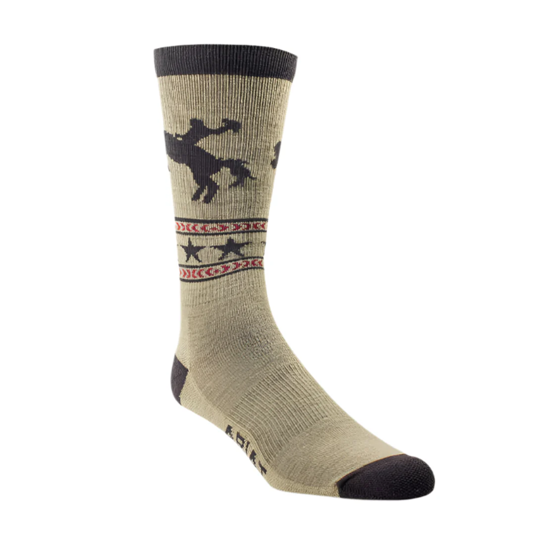 Ariat Women's Western Bronco Rider Mid Calf Everyday Performance Wool Sock
