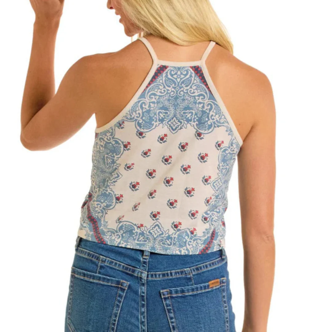 Rock & Roll Denim Women's Scarf Print Tank