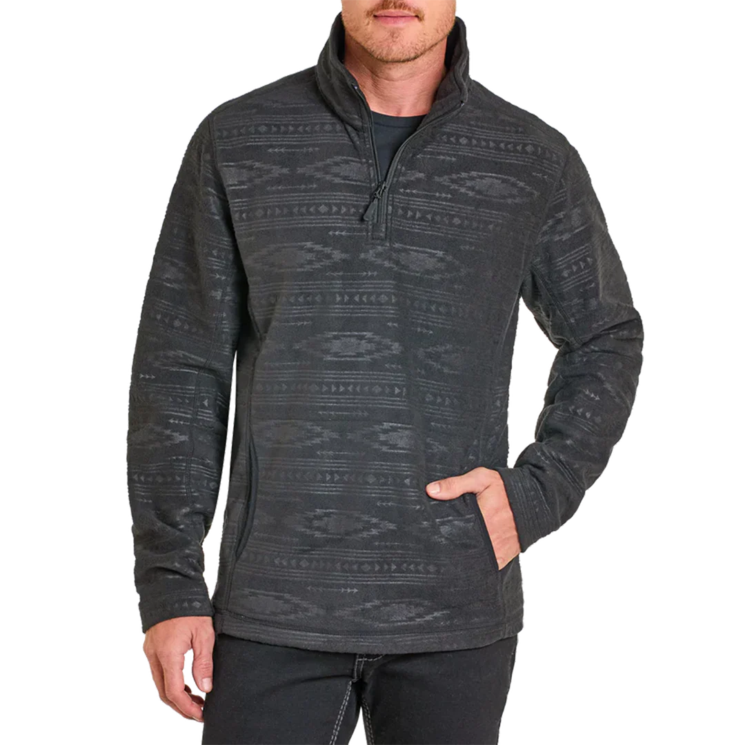 Panhandle Men's 1/4 Zip Aztec Printed Fleece Pullover