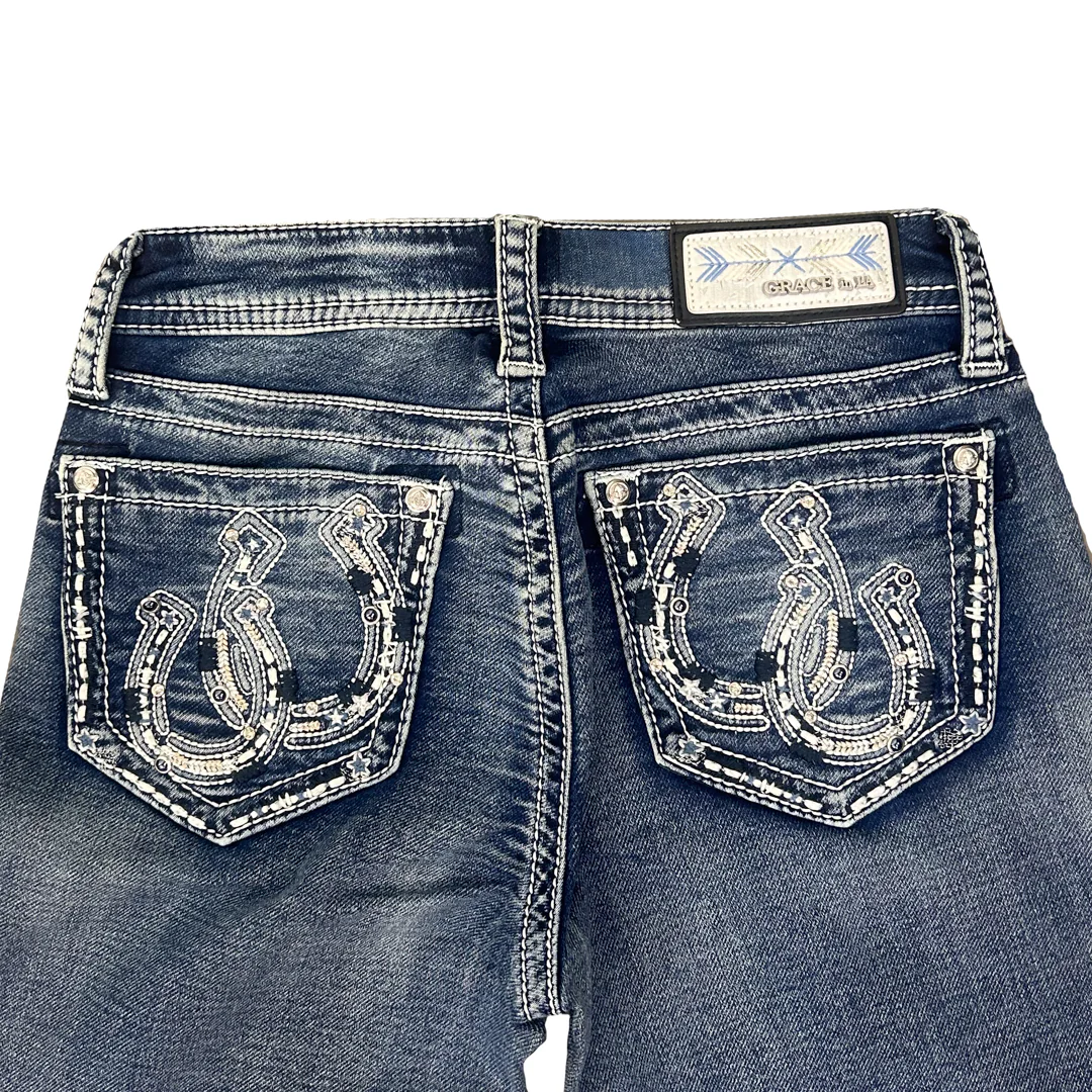 Grace in LA Women's Horseshoe Pocket Bootcut Jeans