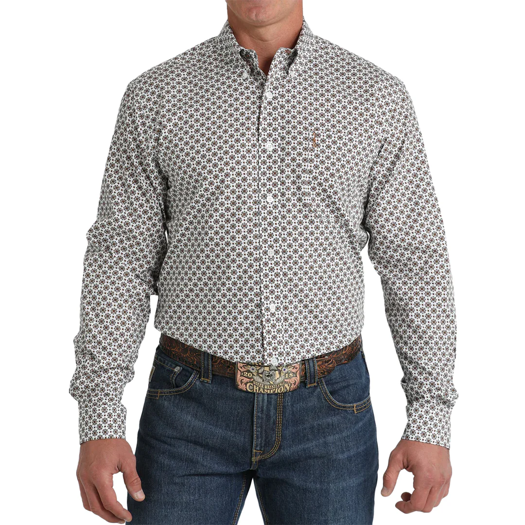 Cinch Men's Geometric Print Long Sleeve Button Shirt