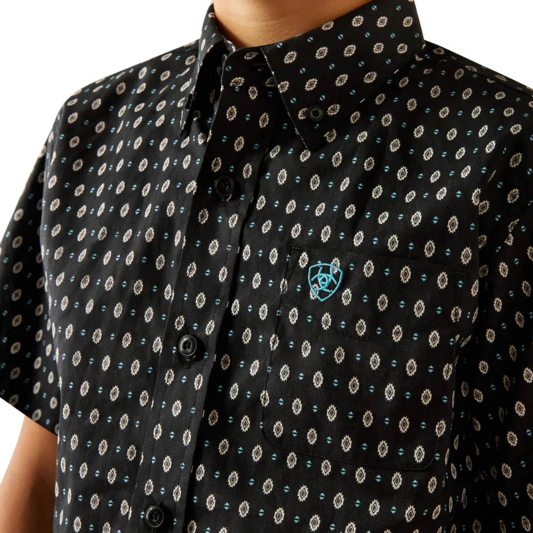 Ariat Boys' Geometric Print Short Sleeve Button Shirt