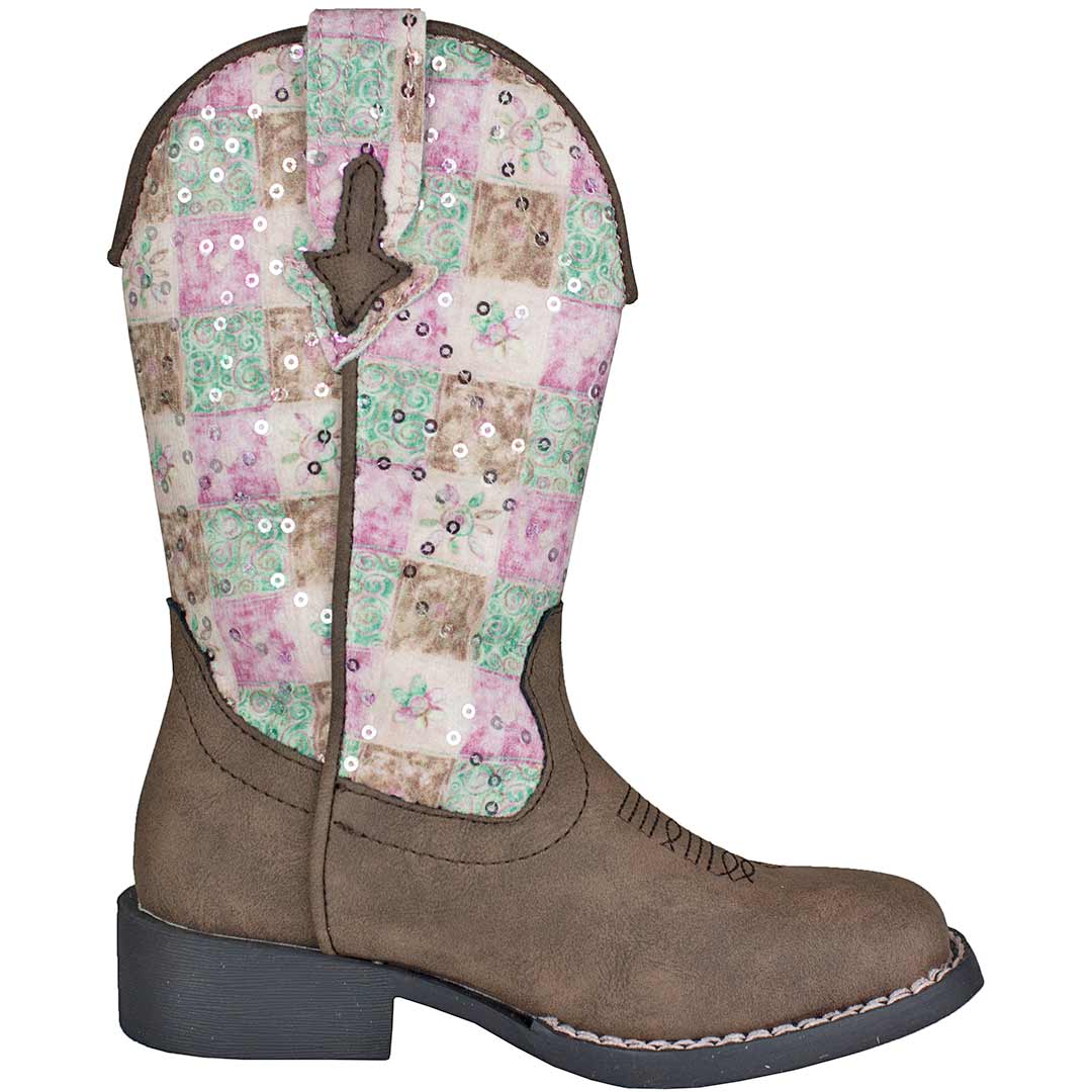 Roper Girls' Floral Shine Square Toe Cowgirl Boots