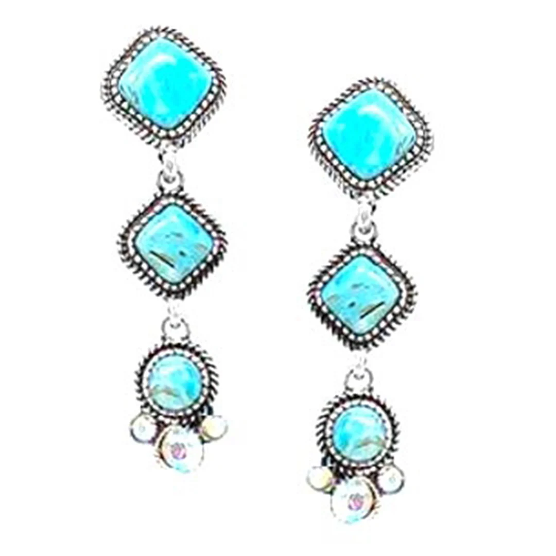 Wyo Horse Women's Triple Cascading Stone Earrings