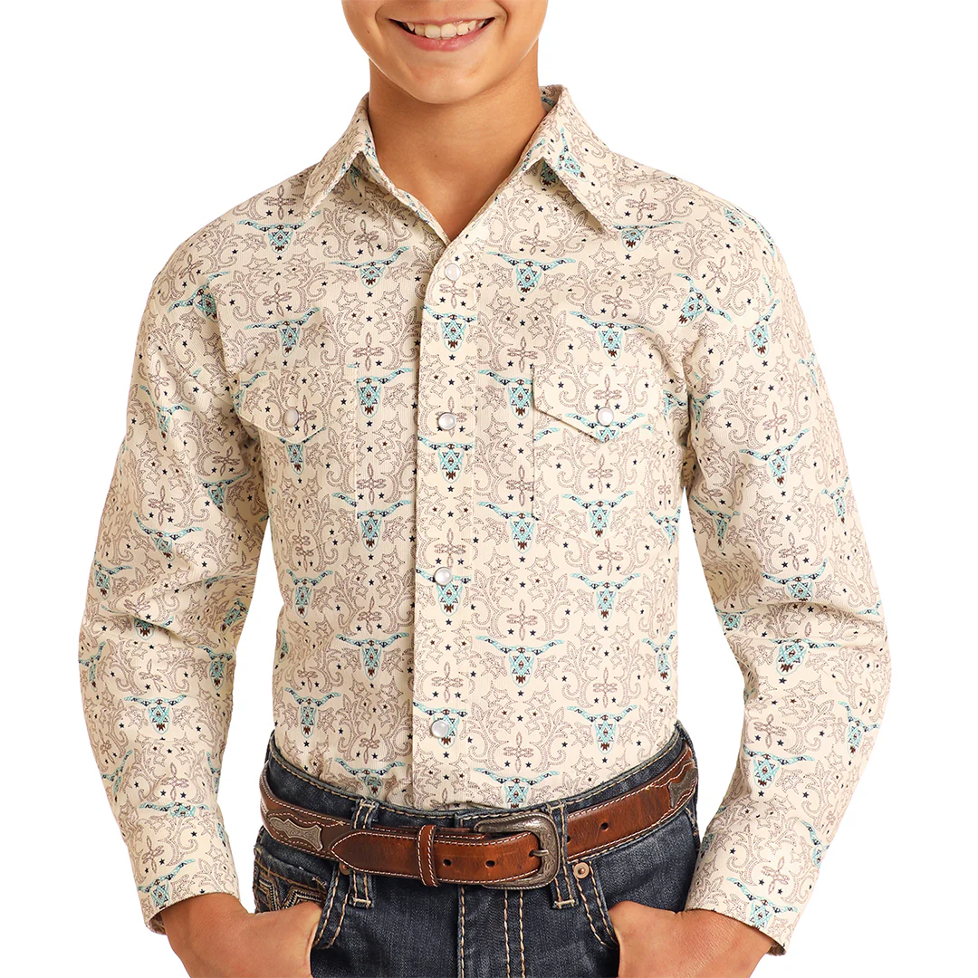 Rough Stock Boys' Print Snap Shirt
