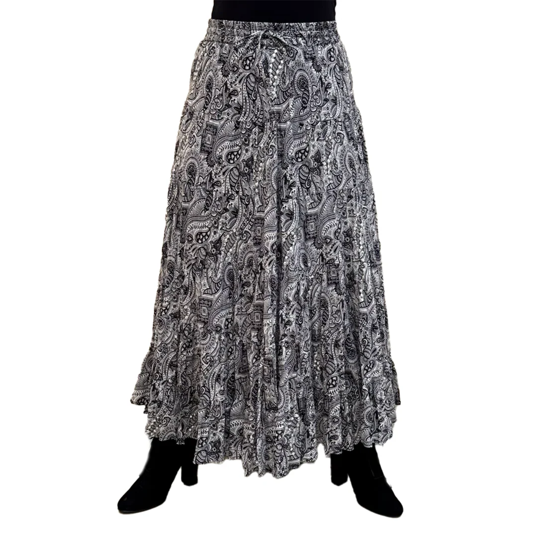 Wondrous Art Wear Women's Sequin Paisley Print Maxi Skirt
