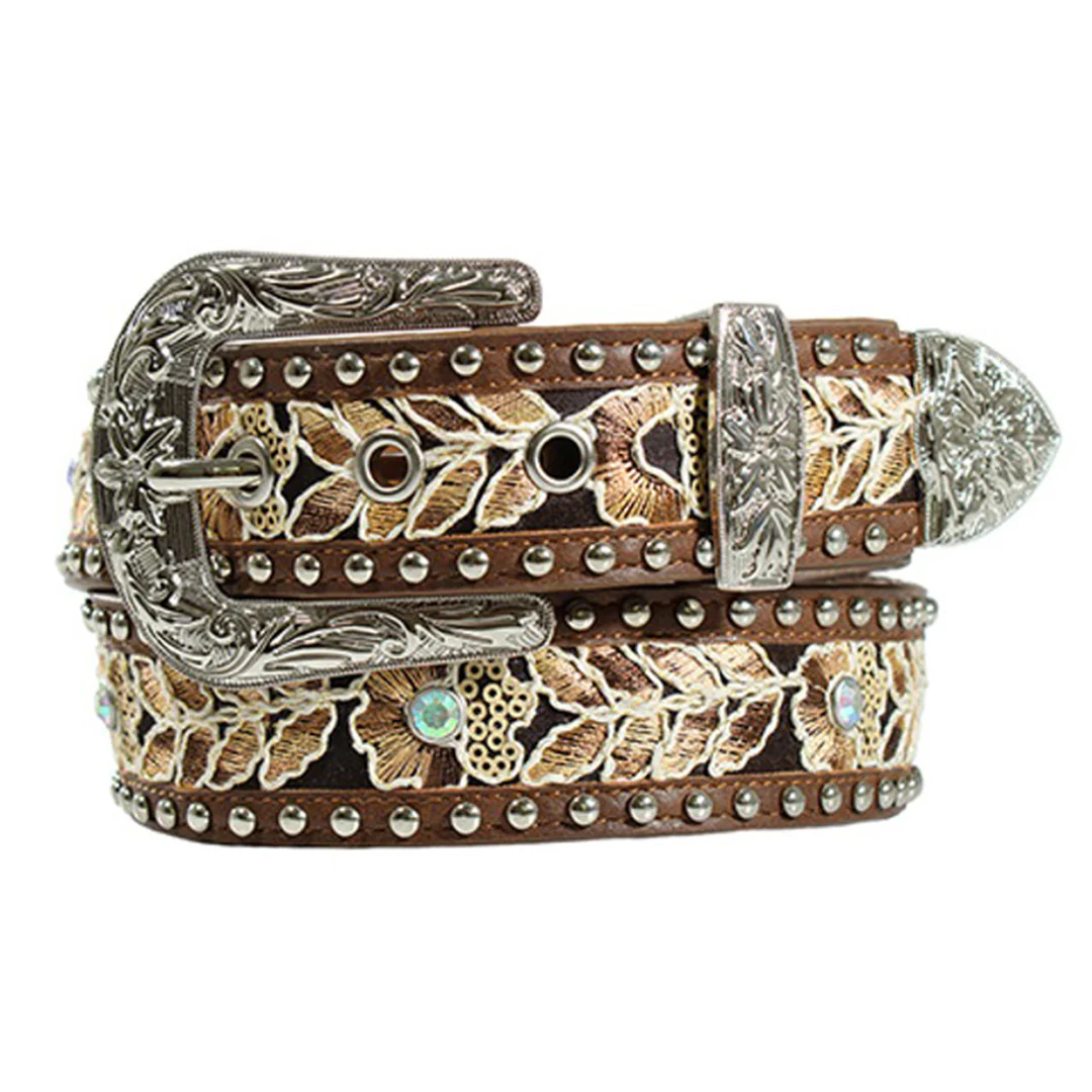 Angel Ranch Women's Floral Laced Stitched Pattern Belt