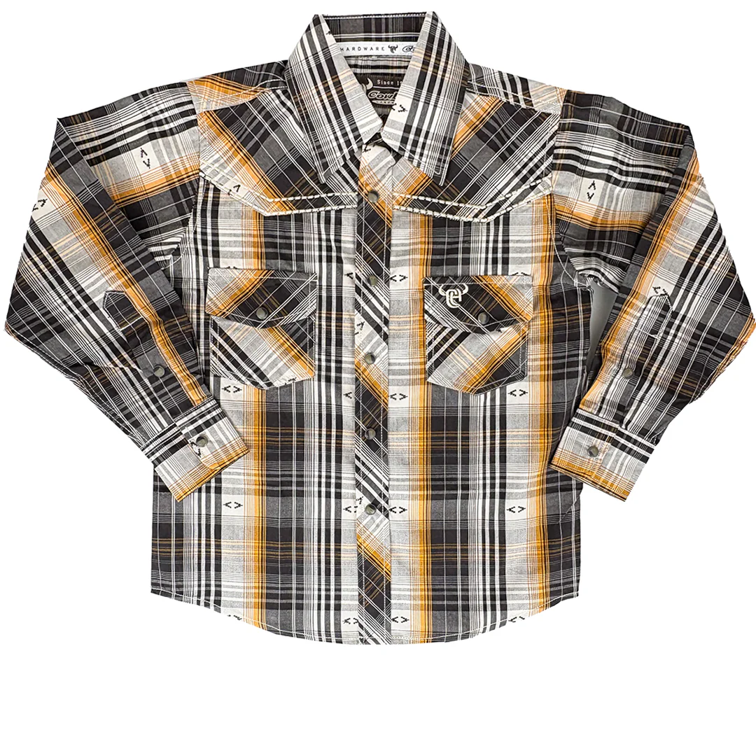 Cowboy Hardware Boys' Plaid Print Snap Shirt