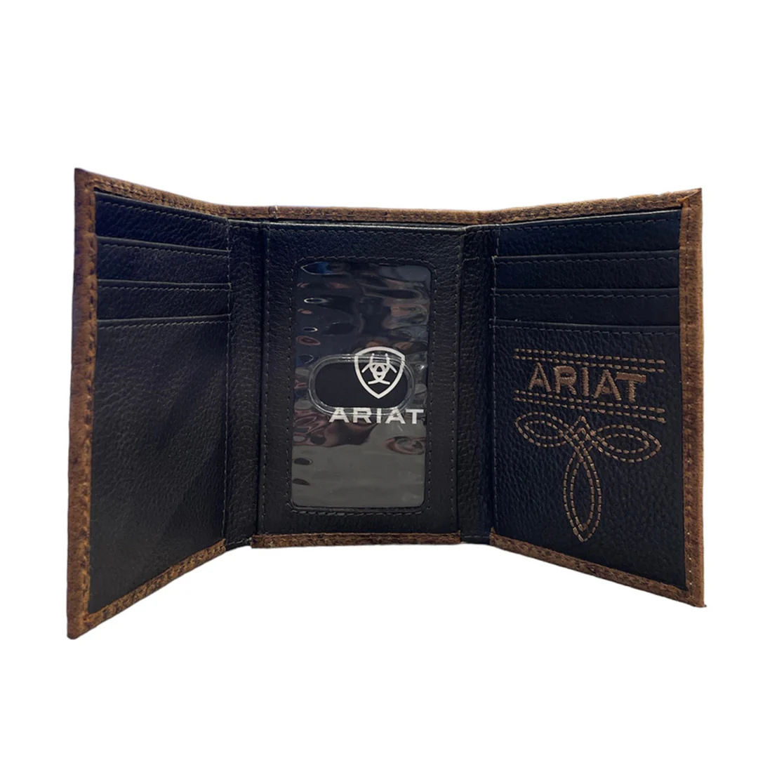 Ariat Men's Trifold Bull Hide Embroidered Wallet