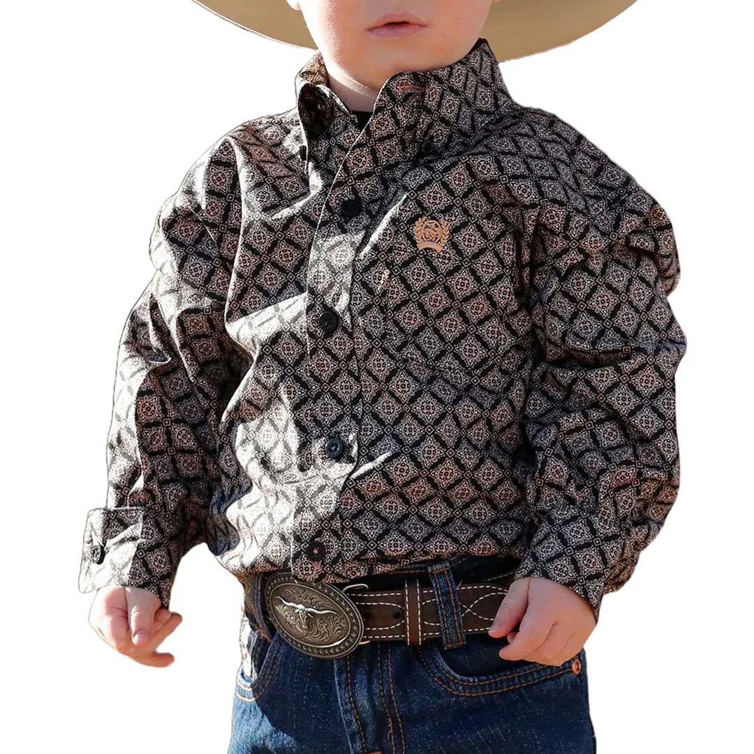 Cinch Toddler Boys' Geometric Print Button-Down Western Shirt