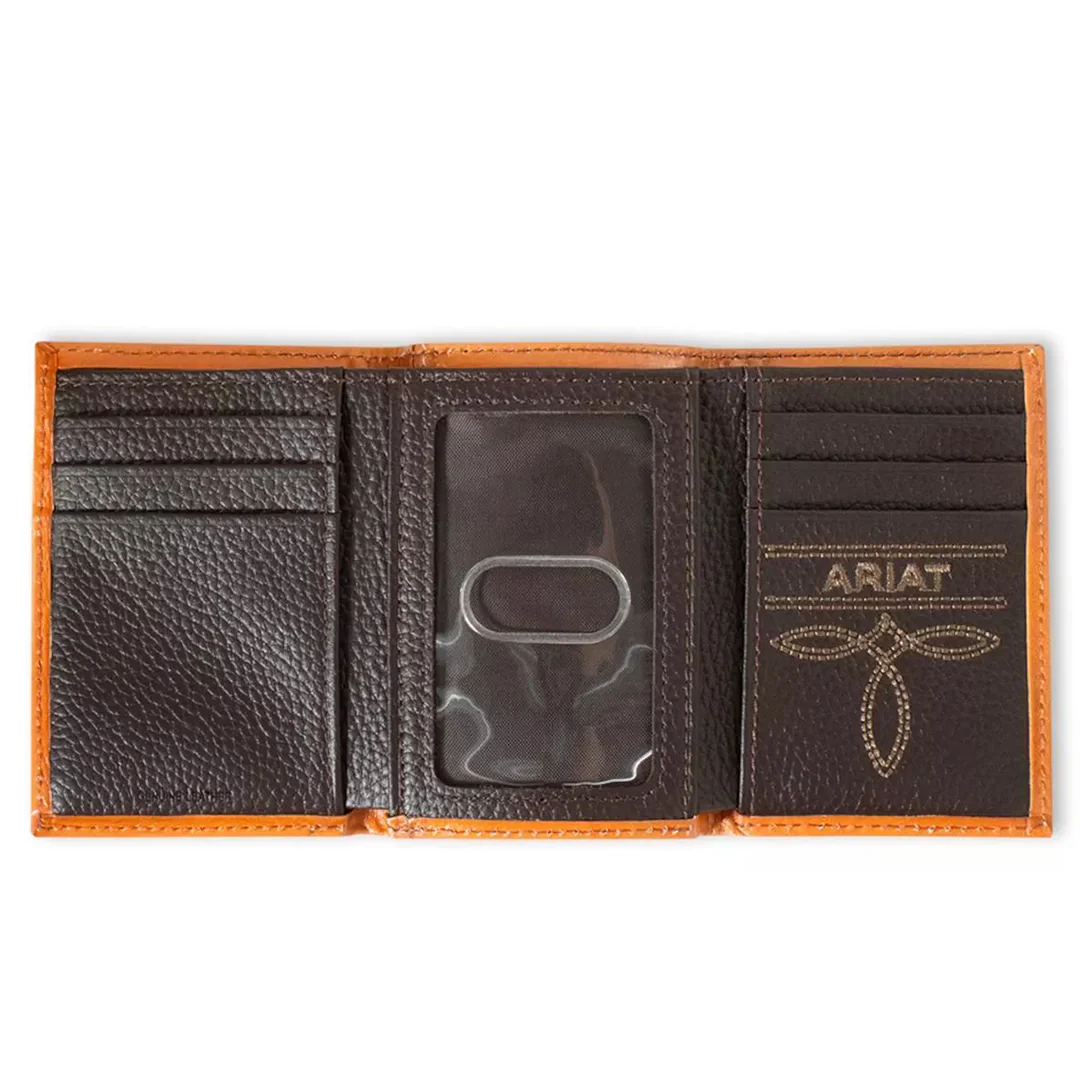 Ariat Men's Trifold Leather Logo Embossed Floral