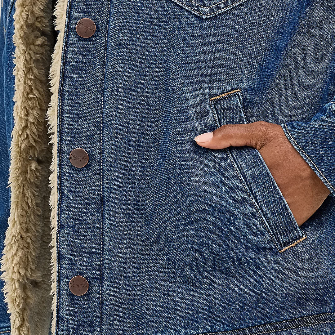 Wrangler Women's Western Sherpa Lined Denim Range Coat