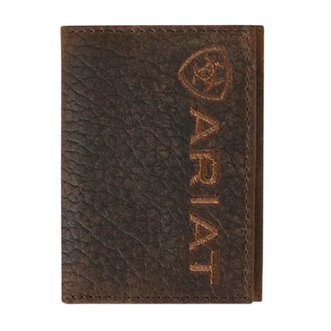 Ariat Men's Trifold Bull Hide Embroidered Wallet