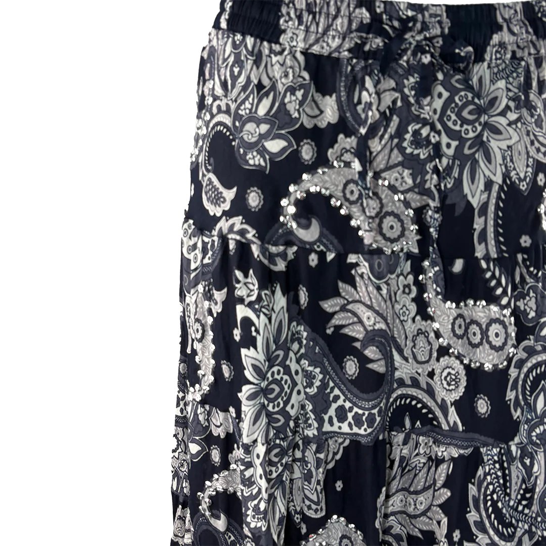 Wondrous Art Wear Women's Sequin Paisley Print 36 Maxi Skirt