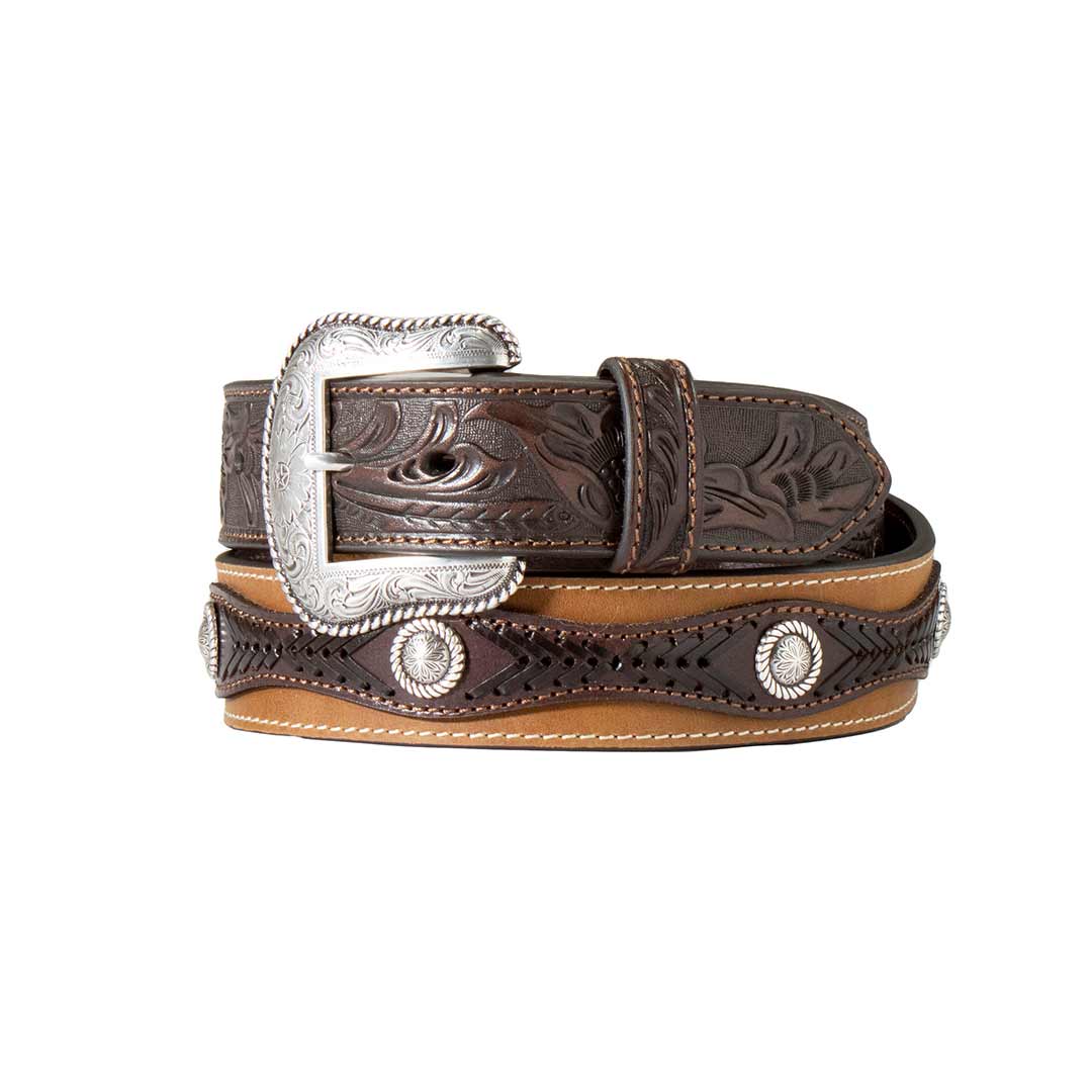 Nocona Belt Company Men's Floral Embossed Billets Leather Belt