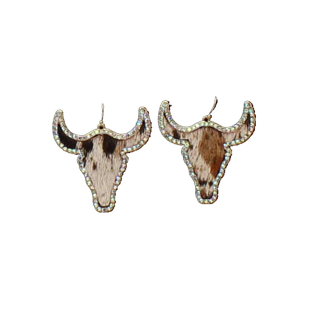 Silver Strike Women's Hair-On-Hide Cow Earrings