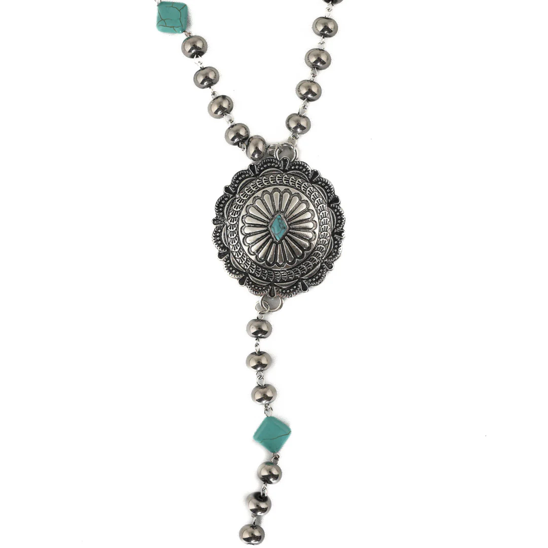 West & Co Jewelry  Turquoise Stone With Concho Necklace
