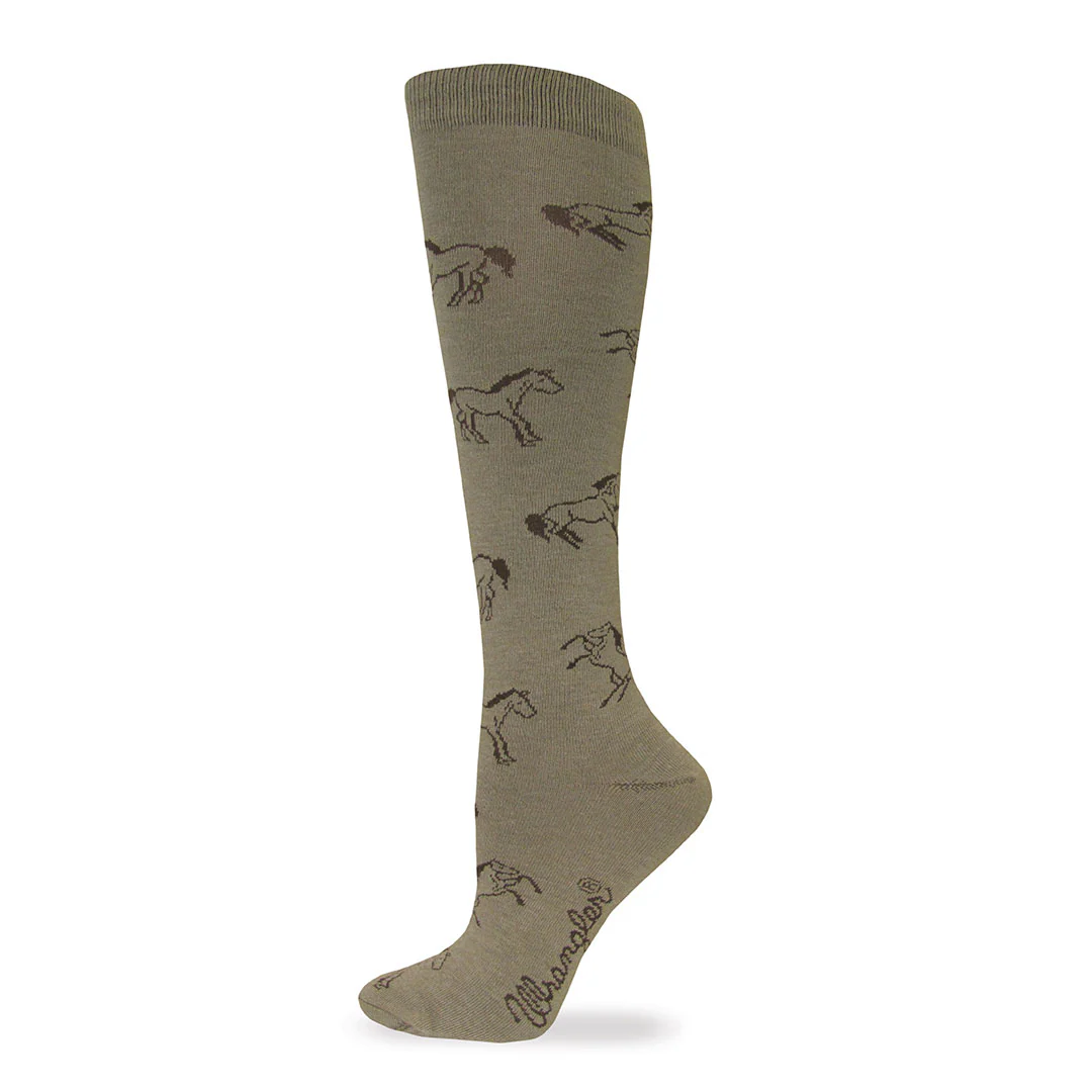 Wrangler Horse Print Knee High Womens Sock