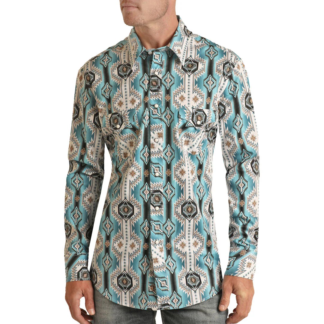 Rock & Roll Cowboy Men's Southwest Print Snap Shirt