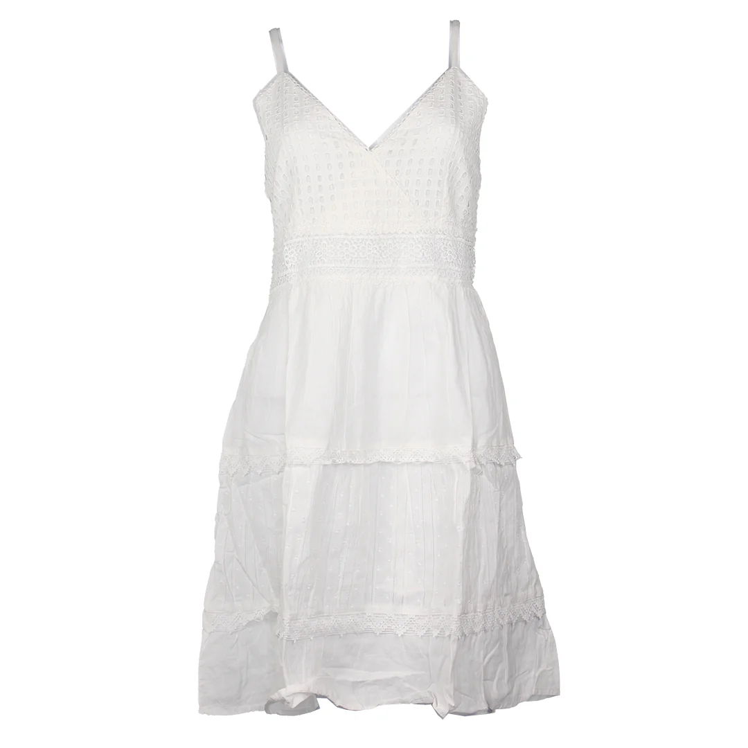 En/Kay Women's White Straps Dress
