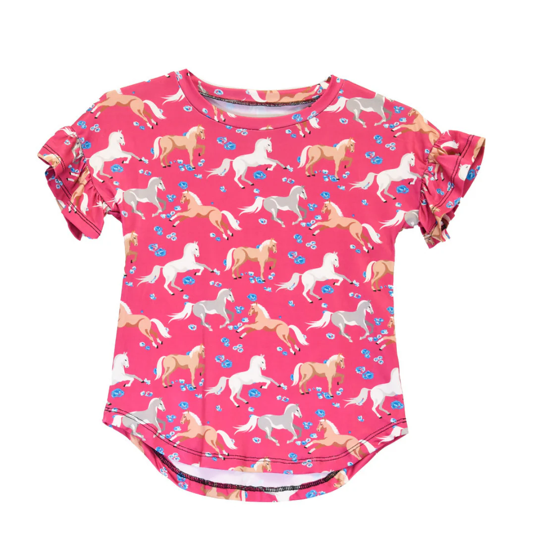 Cowgirl Hardware Girls' Horse Print T-Shirt