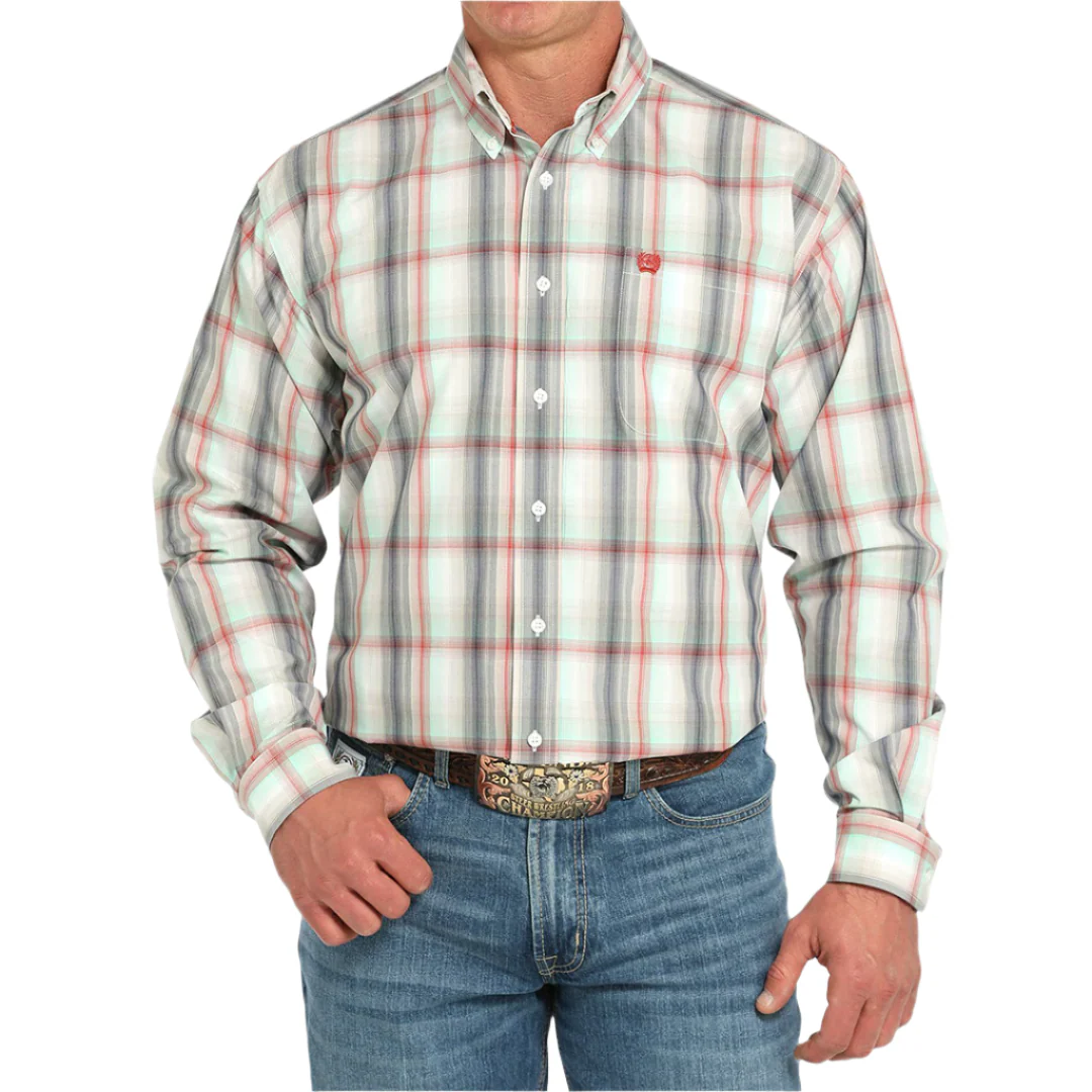 Cinch Men's Plaid Long Sleeve Button Shirt