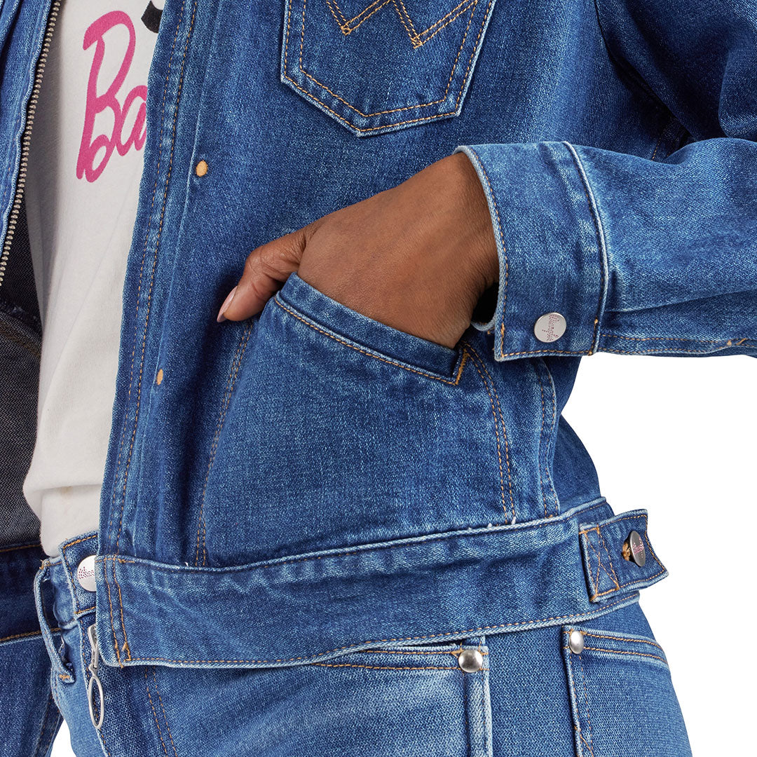 Wrangler X Barbie Womens Zip Front Denim Jacket
